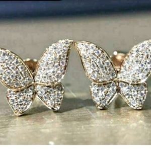 18K Gold Plated Butterfly Zircon Stud Earrings